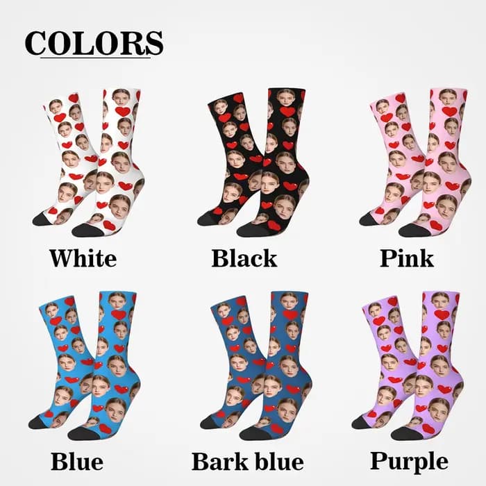 Chaussettes personnalisées avec photo du visage LOVE