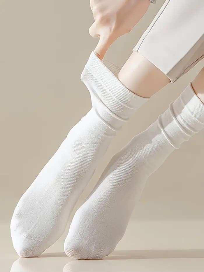1/5/10/15/20 paires de nouvelles chaussettes mi-mollet pour femmes, version coréenne, blanc pur