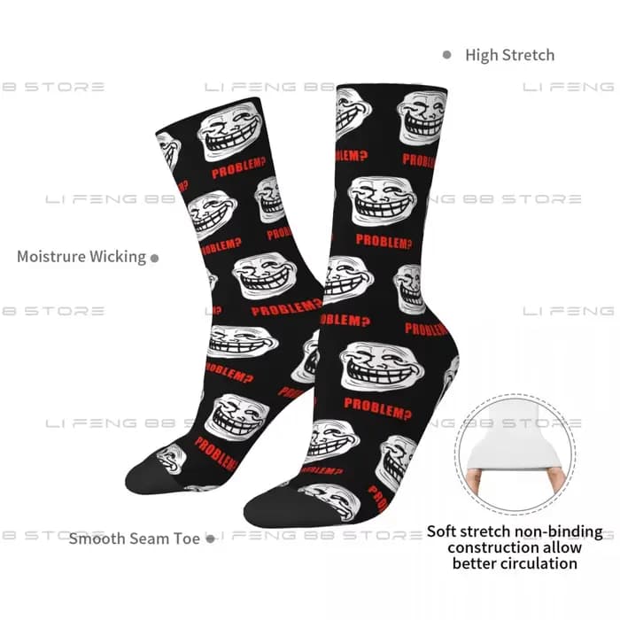 Chaussettes d'hiver unisexes drôles Trollface, Meme Rage, Comic, Funny Troll Joke, Internet, Imaging Happy Socks, Street Style, Elin Sock