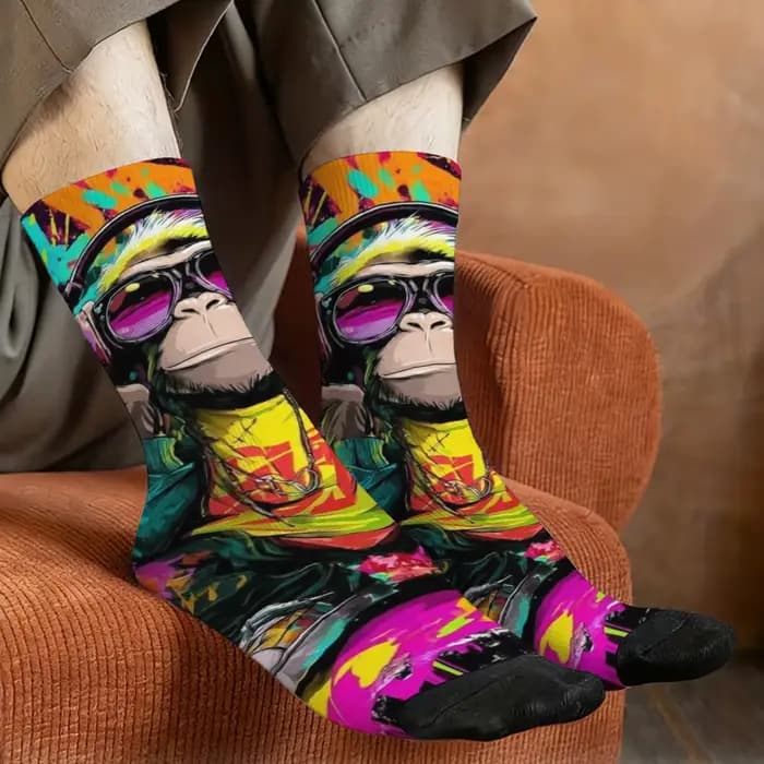 Chaussettes pour hommes Street Graffiti Hip-Hop Monkey