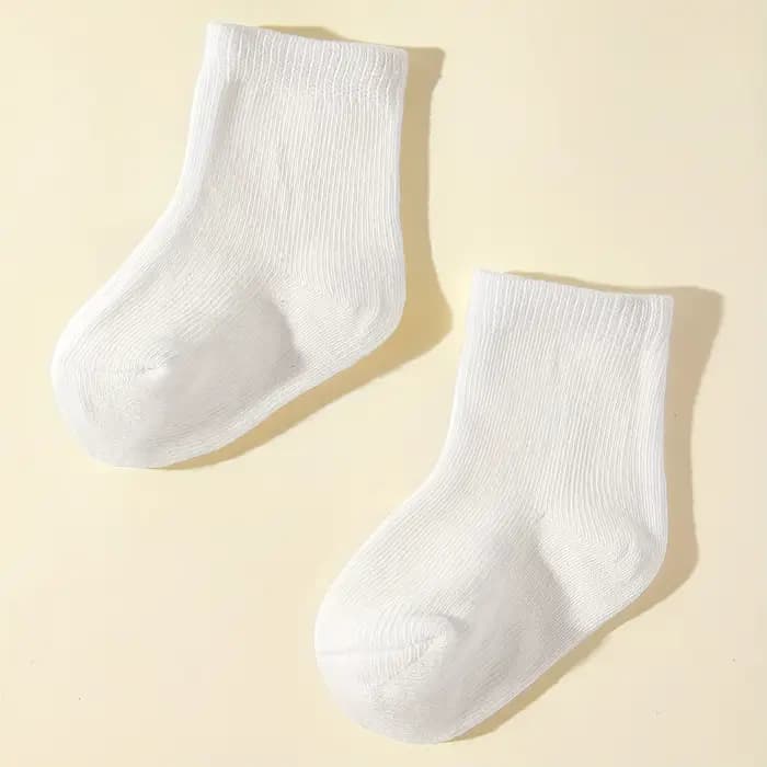 Chaussettes Blanches en Coton pour Bébé Fille et Garçon de 0 à 2 Ans, à la Mode, 5 Paires/Ensemble, 2025