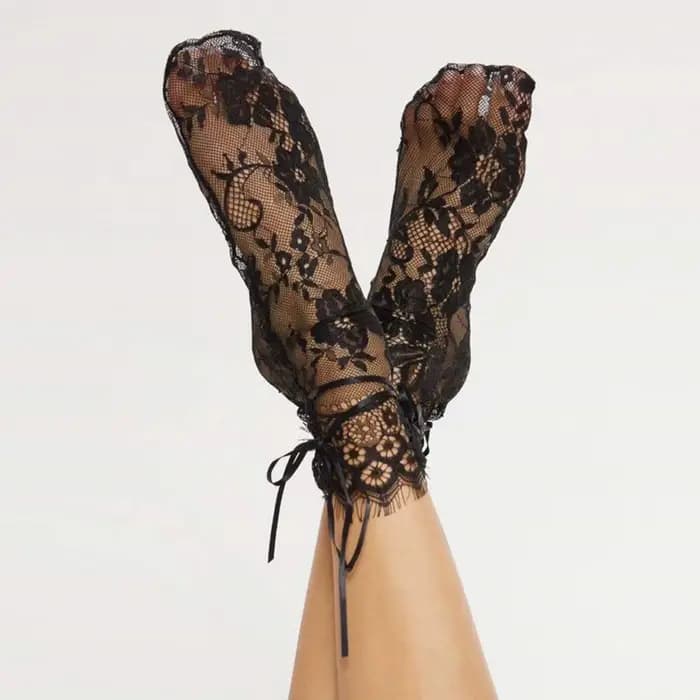 Lolita-Chaussettes en dentelle pour femmes, sexy, résille, respirantes, fines, fil de rinçage, transparentes, élastiques, 1 paire