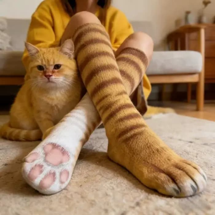 Chaussettes animaux drôles imprimées en 3D patte chat chien Design nouveauté