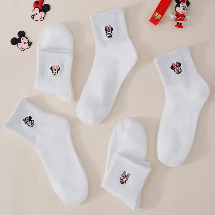 5 paires de chaussettes blanches à la mode et mignonnes pour femmes