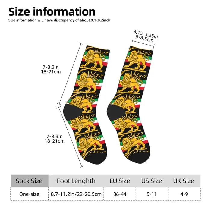 Chaussettes Shir o Khorshid Lion and Sun Iran, chaussettes amusantes, antidérapantes, pour hommes, confortables pour l'escalade, automne