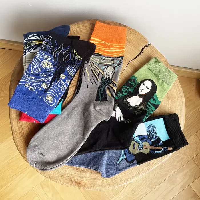 Chaussettes rétro de la série de peinture à l'huile de renommée mondiale pour hommes et femmes