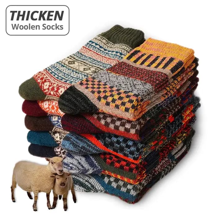 Chaussettes épaisses en laine de mouton pour hommes