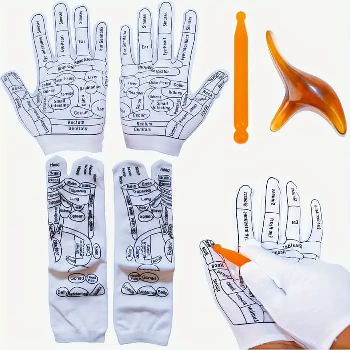 Chaussettes de réflexologie par acupression avec ensemble d'outils de massage, bâton de massage pour points de pression et points de déclenchement, outil de soin des pieds