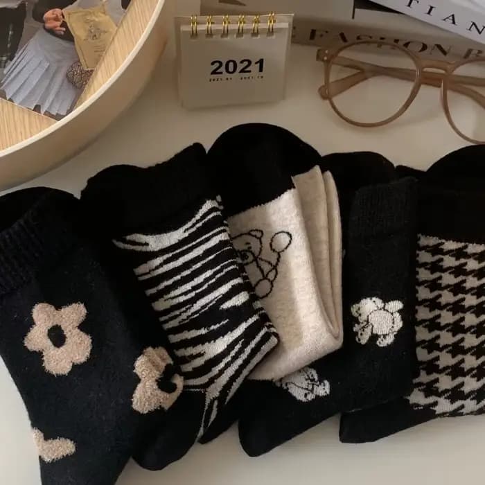 5 paires de chaussettes mi-mollet pour femmes