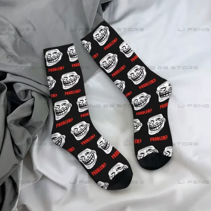 Chaussettes d'hiver unisexes drôles Trollface, Meme Rage, Comic, Funny Troll Joke, Internet, Imaging Happy Socks, Street Style, Elin Sock
