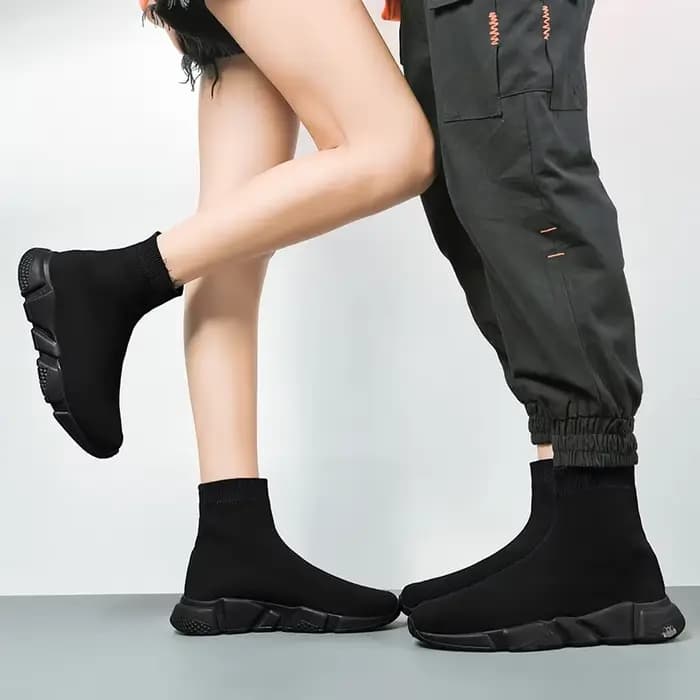Chaussettes montantes baskets pour hommes femmes classique noir
