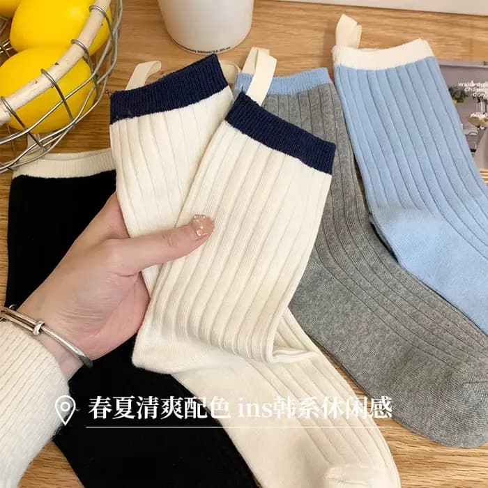 Chaussettes mi-tube en coton pour femmes