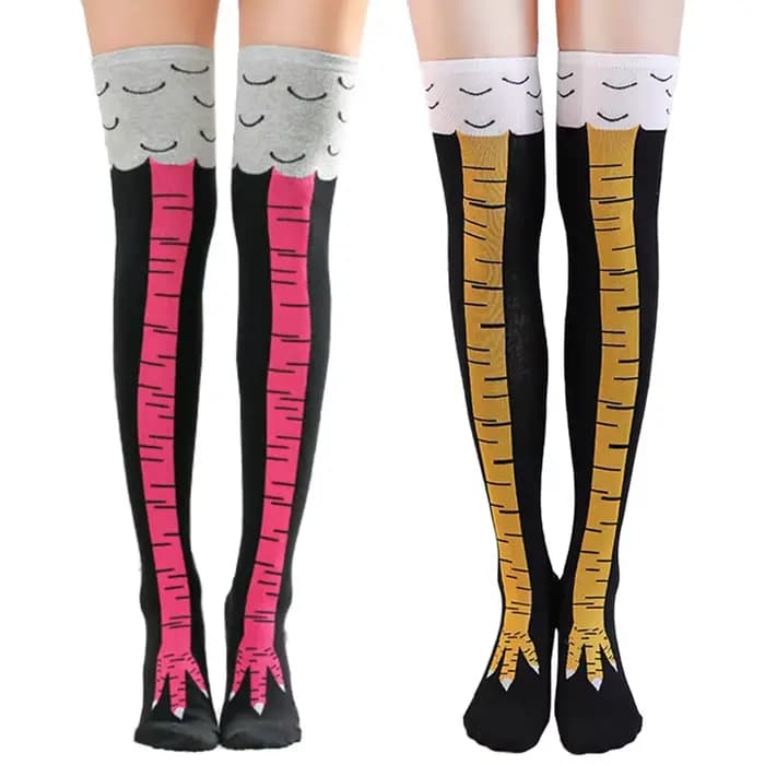 Chaussettes longues en coton avec pattes de poulet pour femmes