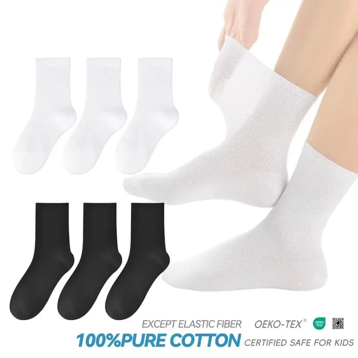 Chaussettes sans couture en pur coton pour enfants, style mi-mollet en maille fine pour l'été, idéales pour les étudiants à porter à l'école, pour le sport