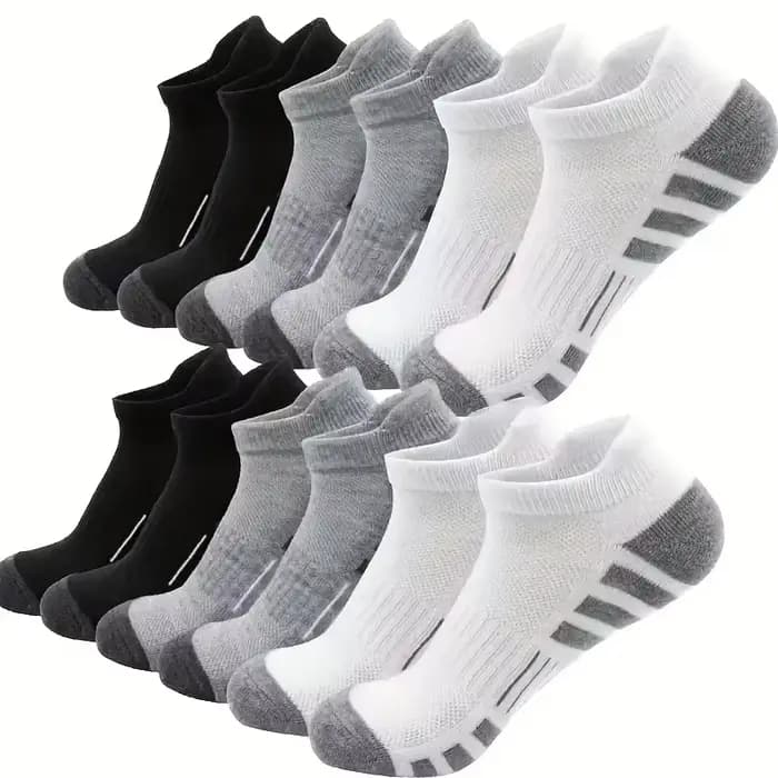6/12 paires de chaussettes de course confortables et rembourrées, légères, évacuant l'humidité, respirantes, coupe basse, languettes antidérapantes