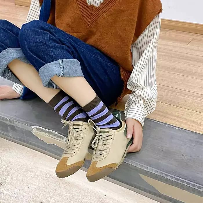 Chaussettes pour femmes, style coréen Harajuku, automne, printemps, hiver, sport de rue, rayures en coton, chaussettes mi-tube décontractées pour skateboard, cadeau pour filles