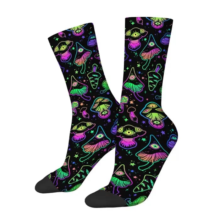 Chaussettes néon motif champignon démon
