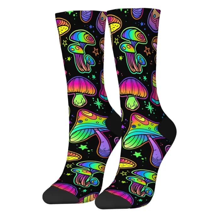 Chaussettes pour hommes à motif champignon dégradé néon