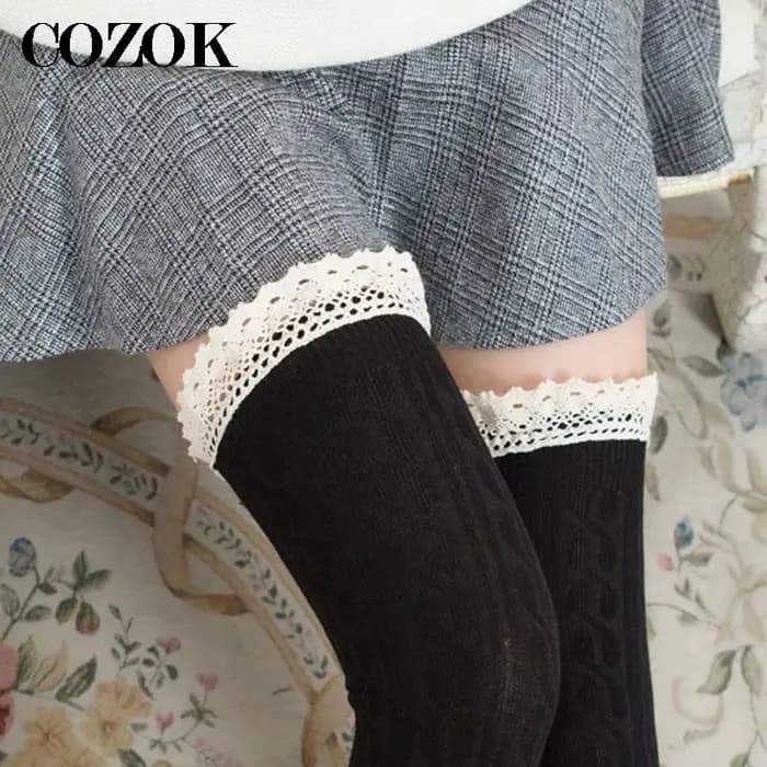 Femmes cuisse haute chaussettes filles bas dentelle hiver