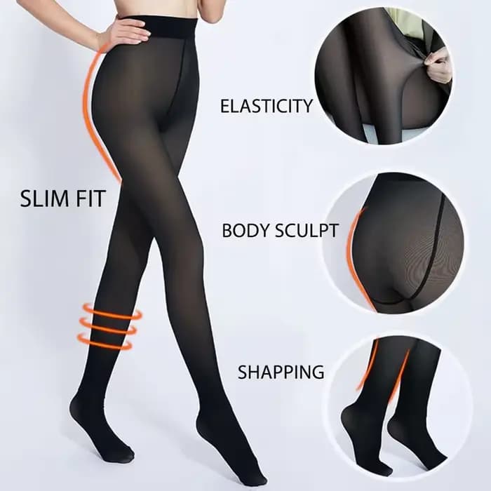 Épaissir les bas polaires hiver Leggings chauds femmes doublé polaire collants effet peau collants faux translucide laine chaussette pantalon