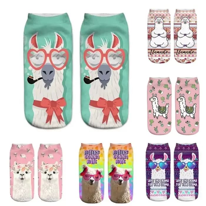 Chaussettes courtes en coton imprimé 3D pour femmes