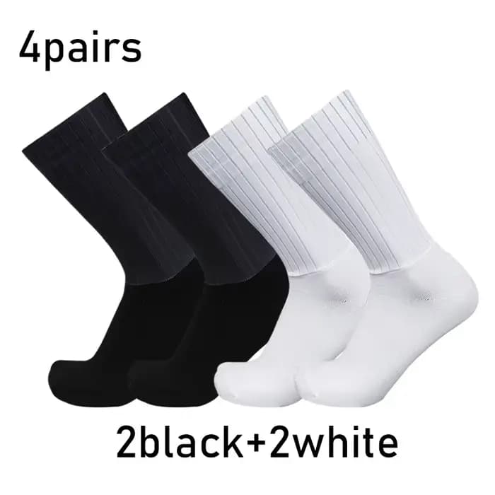 Chaussettes 4 paires/ensemble Aero couleur Pure cyclisme Silicone sport anti-dérapant Pro course vélo