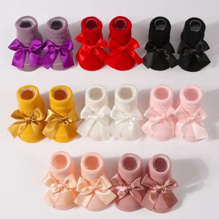 Chaussettes en coton pour bébé, chaussettes antidérapantes pour nouveau-né fille, Design avec nœud papillon mignon, printemps-automne
