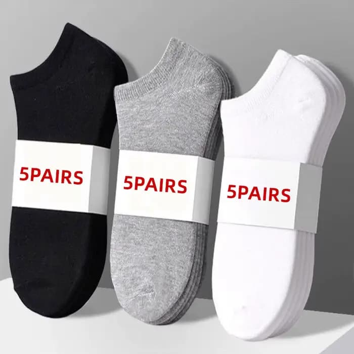 5 paires de chaussettes unisexes décontractées de couleur unie