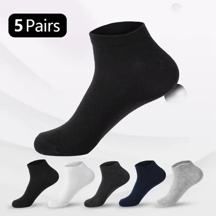 5 paires de chaussettes courtes unisexe en coton blanc et noir