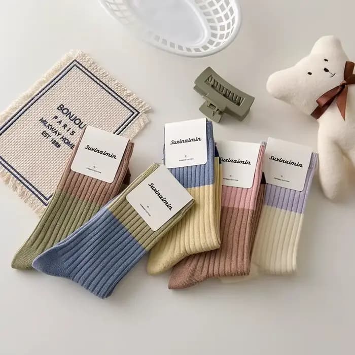 Chaussettes Vintage en coton tricoté pour femmes