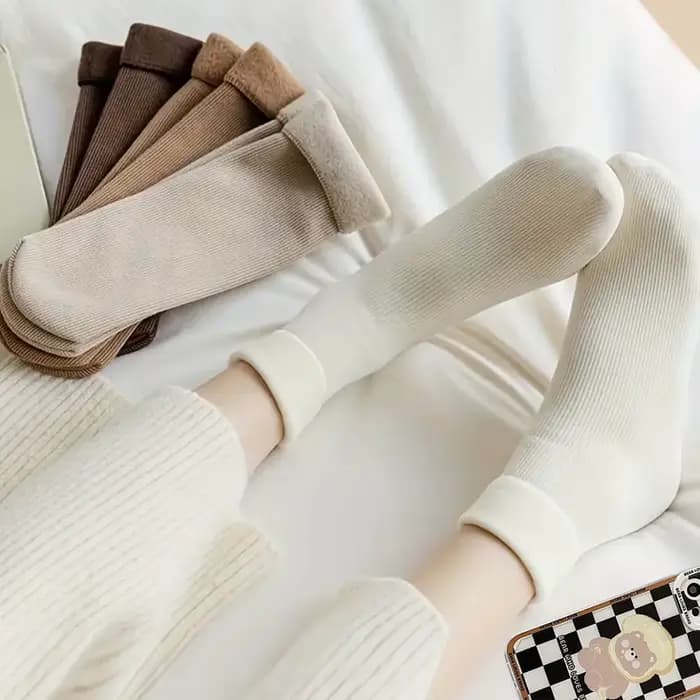 5 paires hiver chaud solide femmes chaussettes épaissir