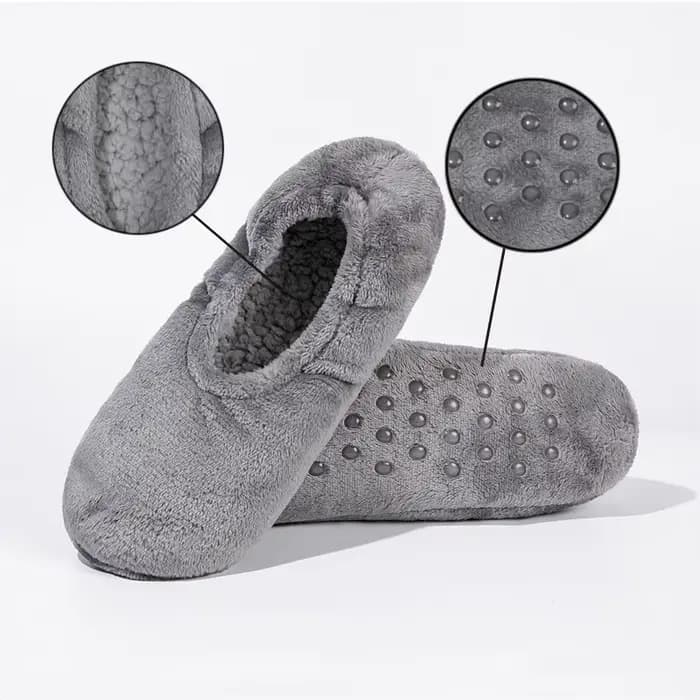 AOTOLK 1 paire de chaussettes de sol d'intérieur pour femmes hiver chaud antidérapant doux confortable chaussures de sol couleur unie dames pantoufles de maison