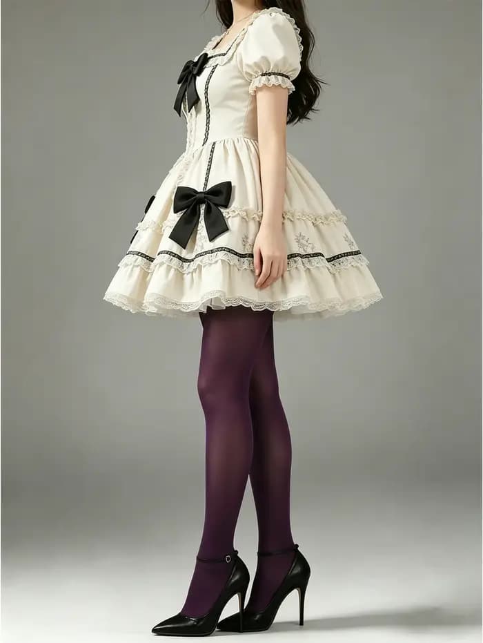 1 paire de collants opaques violet foncé pour femmes, collants extensibles de style Lolita, couleur unie