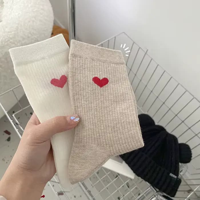 Chaussettes pour femmes coréen amour Simple polyvalent doux Kawaii mi Tube