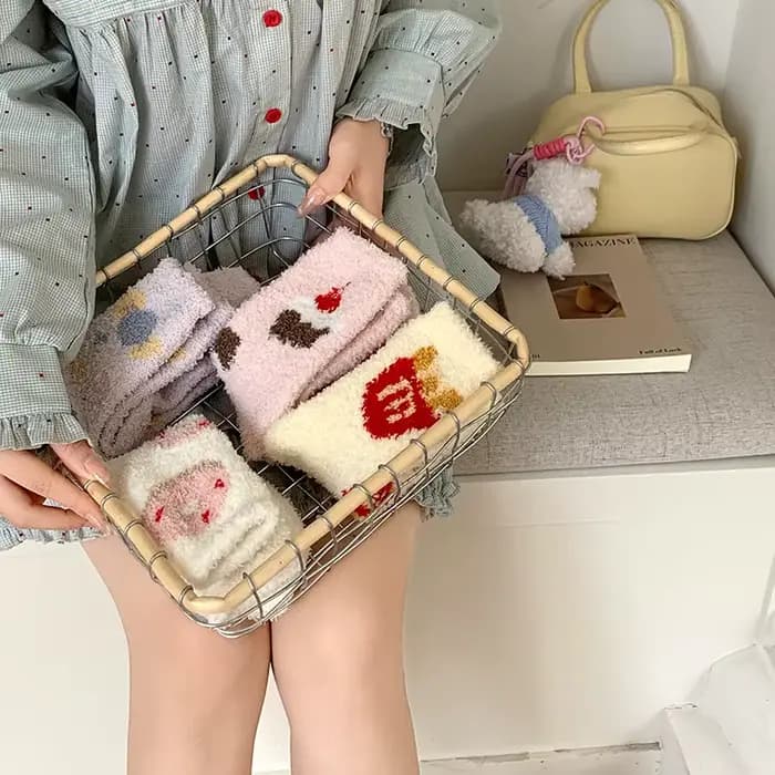 Chaussettes pour femmes épaissies chaudes Kawaii mignon Verstaile doux haute qualité corail polaire
