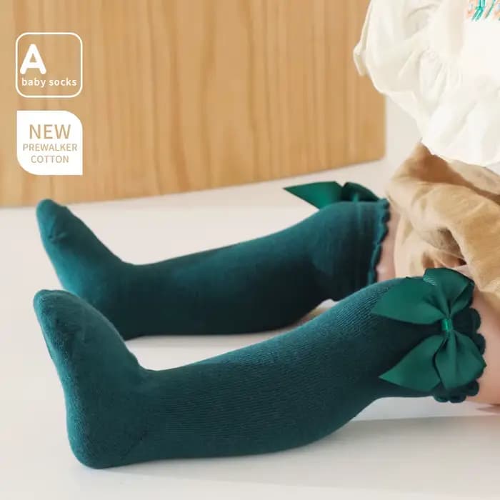 1 paire de chaussettes pour enfants en bas âge filles grand nœud genou haute qualité longue douce automne hiver 100% coton dentelle bébé Tube chaussette Calcetines