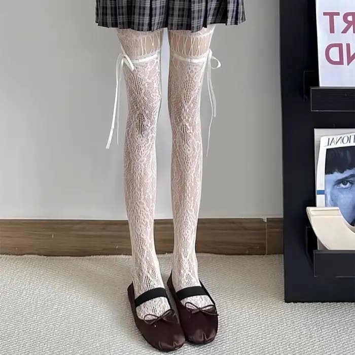 Collants en dentelle ajourés pour femmes