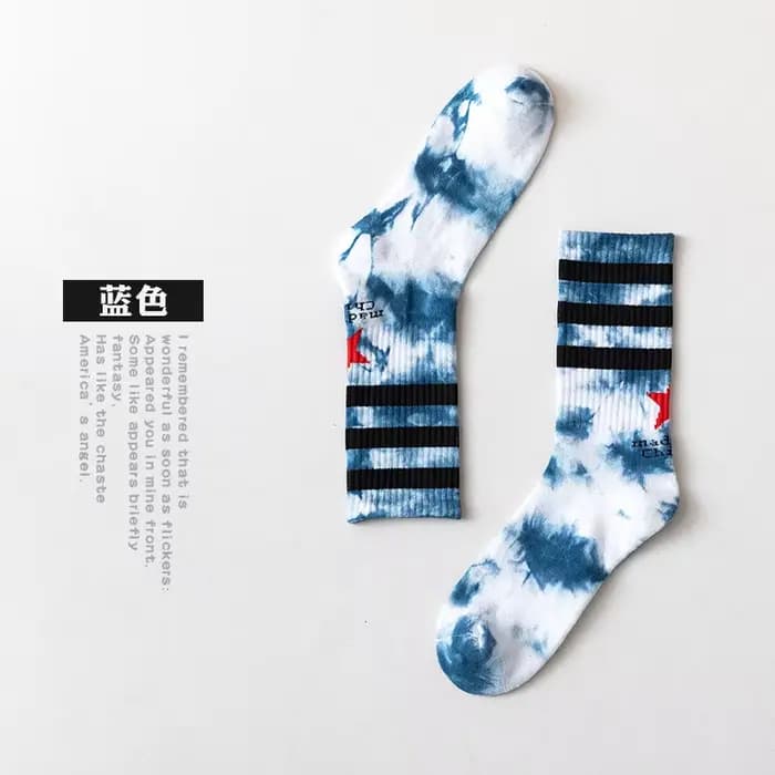 Chaussettes unisexes pour hommes et femmes, en coton rayé, tie-dye, style streetwear, hip hop, harajuku, pour le basketball, le skateboard, le sport, chaussettes amusantes, cadeau, calcetine