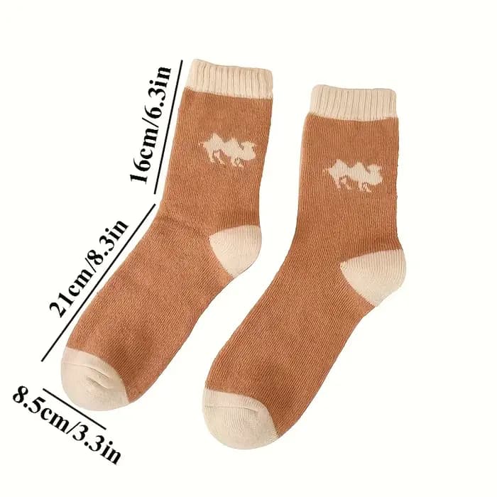 5 paires de chaussettes thermiques d'hiver, en peluche épaisse, évacuant la transpiration, mi-mollet, douces, élastiques, résistantes au froid, pour Sport de plein air, randonnée