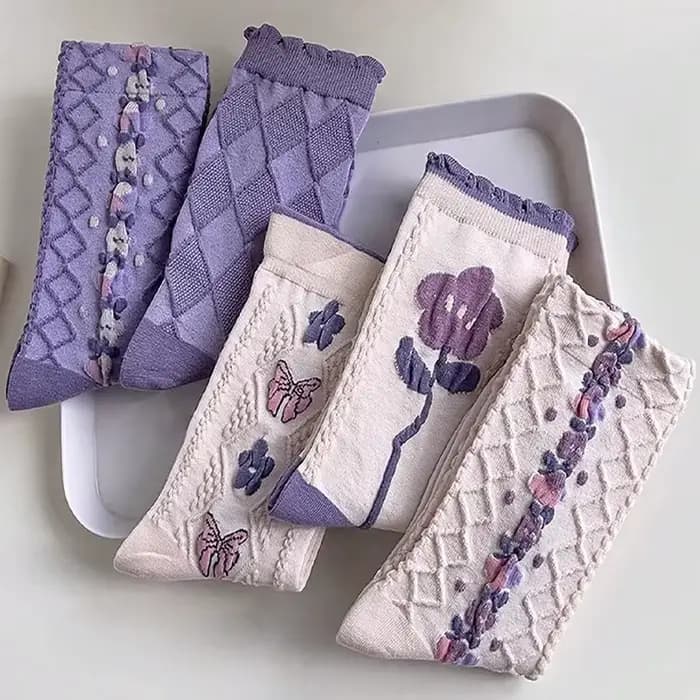 5/10 paires de chaussettes à col rond pour femmes