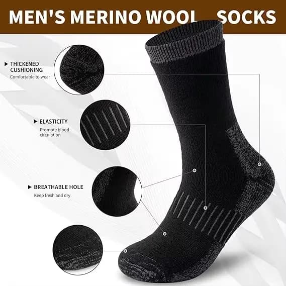 Chaussettes thermiques en laine mérinos