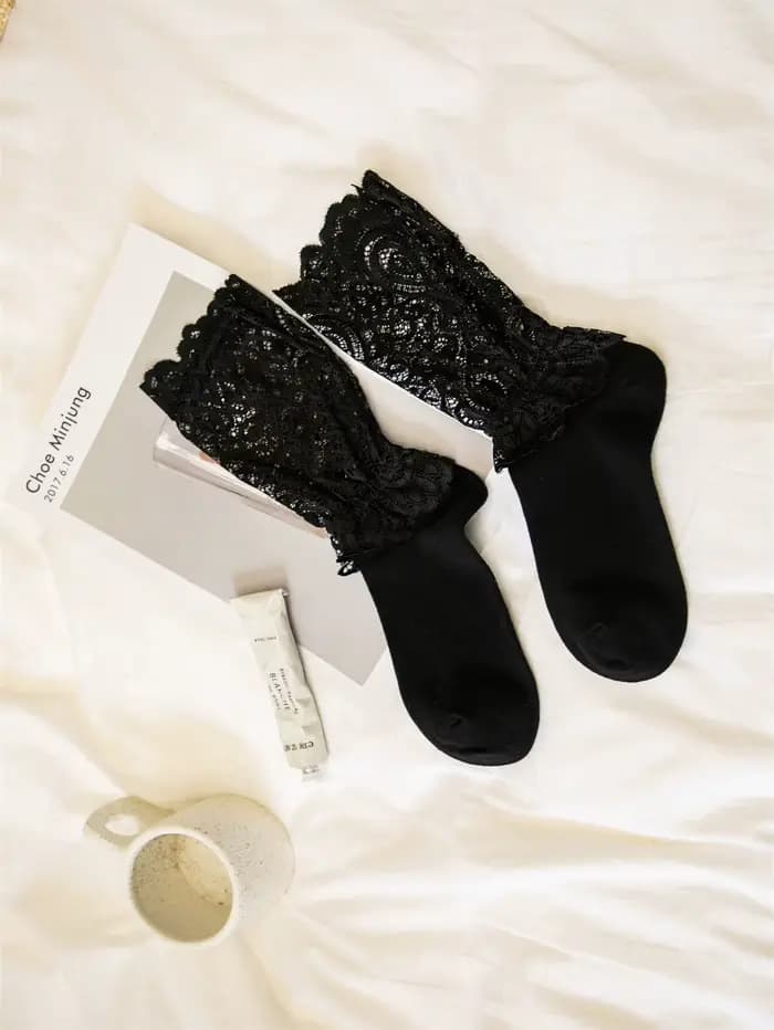 Chaussettes Sexy en dentelle florale pour femmes