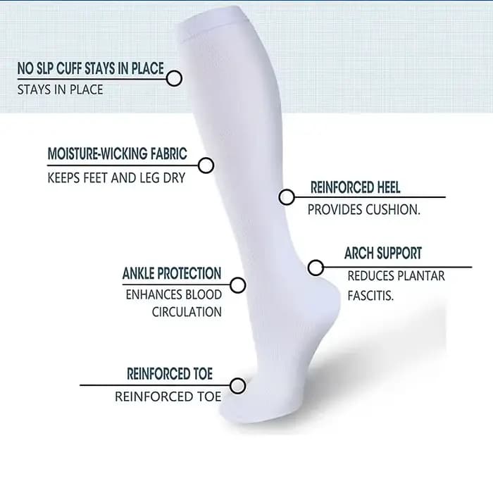 Chaussettes de Compression pour hommes et femmes, chaussettes serrées pour favoriser la Circulation sanguine, pour infirmières, traitement médical, grossesse, gymnastique, randonnée, course à pied