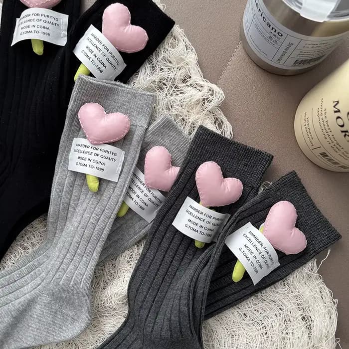 Chaussettes coréennes 3D Love Kawaii pour femmes, en coton de haute qualité, mignonnes, douces, Style académique JK, chaussettes polyvalentes et confortables pour filles