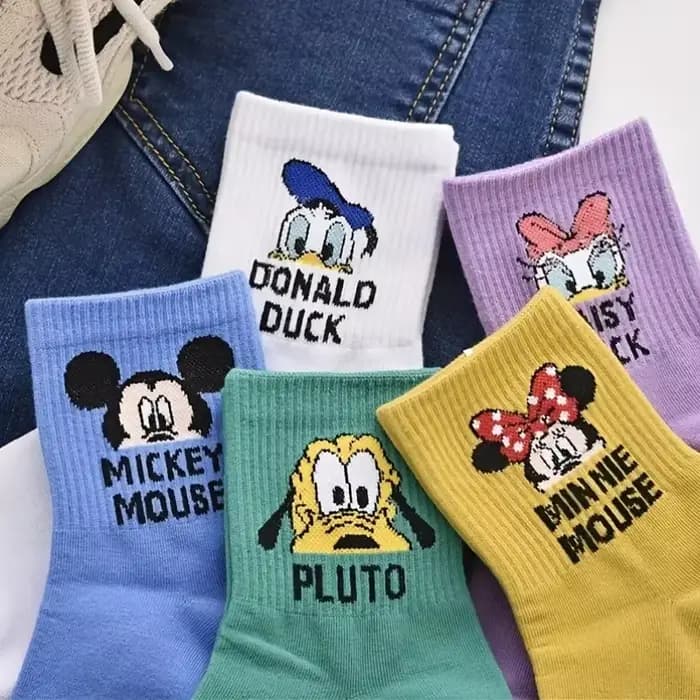 5 paires de chaussettes mignonnes à col rond en coton pour femmes