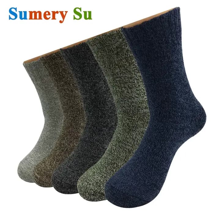 5 paires/lot chaussettes en laine hommes hiver chaud cachemire confortable longue équipage décontracté bohème chaussette mâle cadeau pour mari père 4 Styles