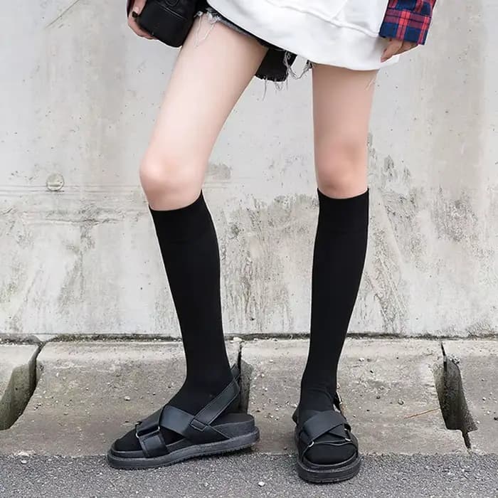 Harajuku rétro femmes coton hiver longues chaussettes hautes décontracté JK épais chaud dame cadeau Ancora rouge noir jaune gris école fille