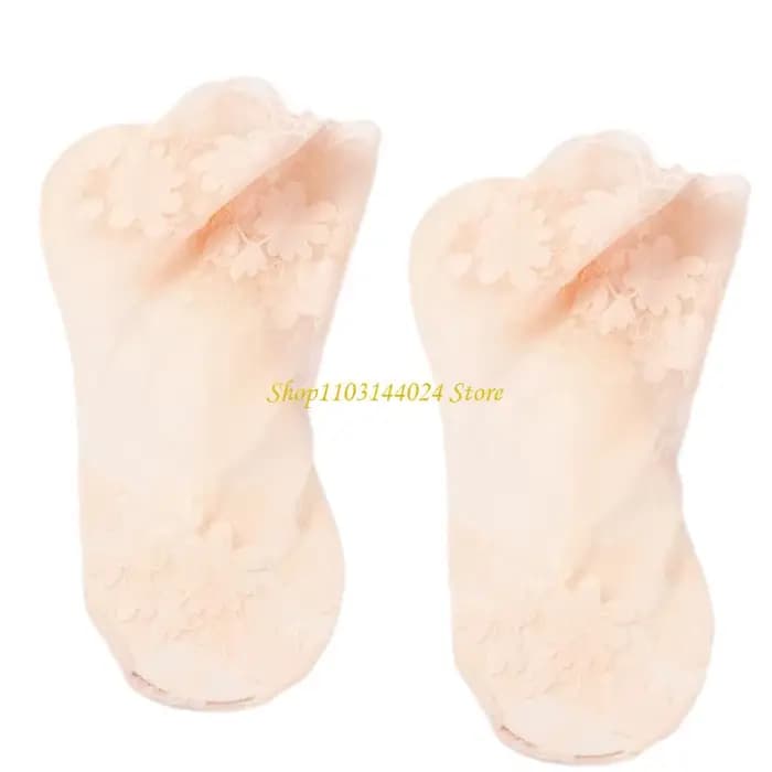 N5ke Casual Flower Lace en dentelle Chaussettes pour femmes Tissure en mailles légères Antislip Soue à basse coupe Hosiery