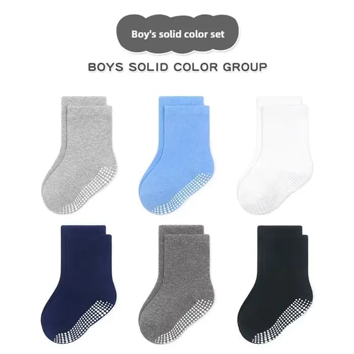 6 paires de chaussettes antidérapantes pour enfants