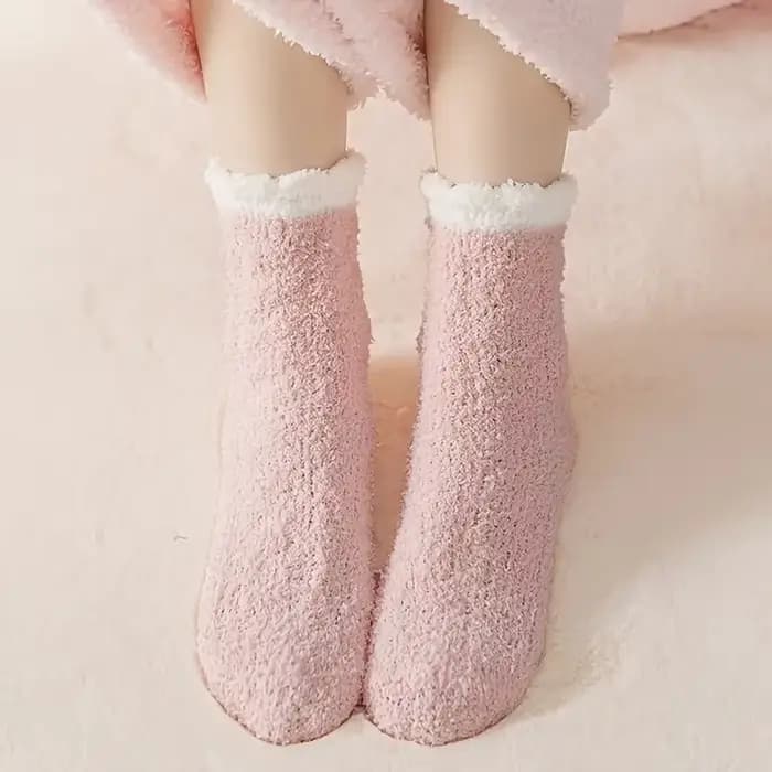 5 paires de chaussettes épaisses en molleton de corail pour femmes, manches moyennes, confortables et chaudes, chaussettes d'hiver, chaussettes de sol